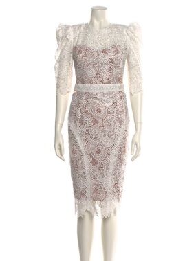 bronx and banco saba blanc floral-appliqu lace midi dress Bronx Banco Sabrina Embroidered A-Line Midi-Dress
